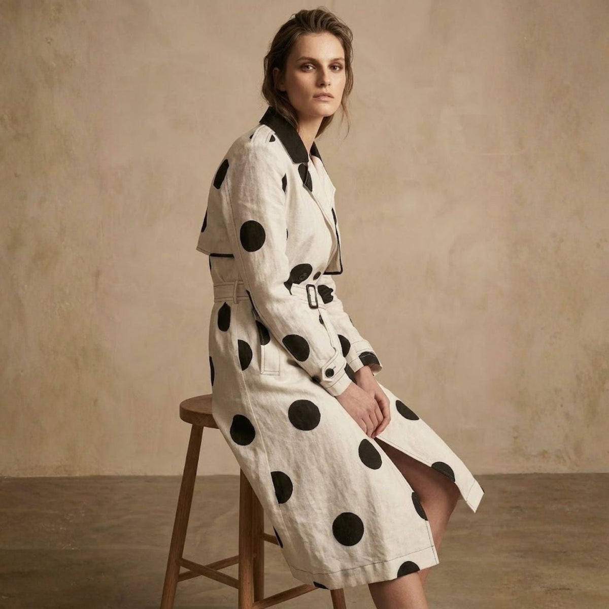 Dot Noir Trench Coat