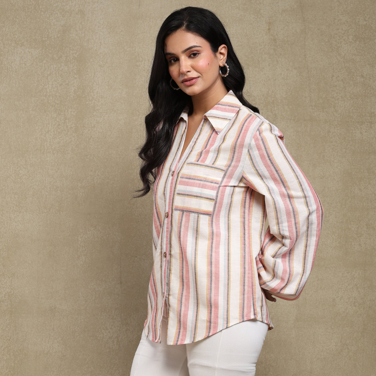 Aromasia Cotton Flex Stripe Vana Shirt - Handcrafted Garment