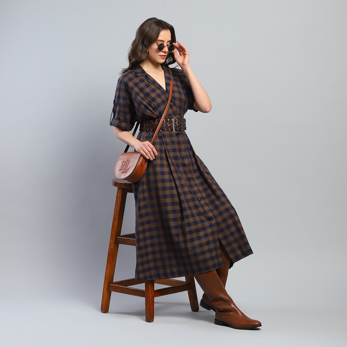 Aromasia Yara Check Midi Dress - Handcrafted Garment