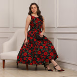 Noir Rose Midi Dress