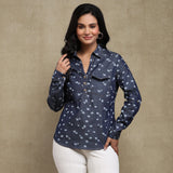 Aromasia Tarang Top in Denim - Handcrafted Garment