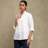 Aromasia White Schiffli Shirt - Handcrafted Garment