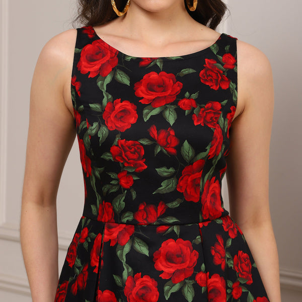 Noir Rose Midi Dress