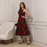 Noir Rose Midi Dress