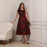 Noir Rose Midi Dress
