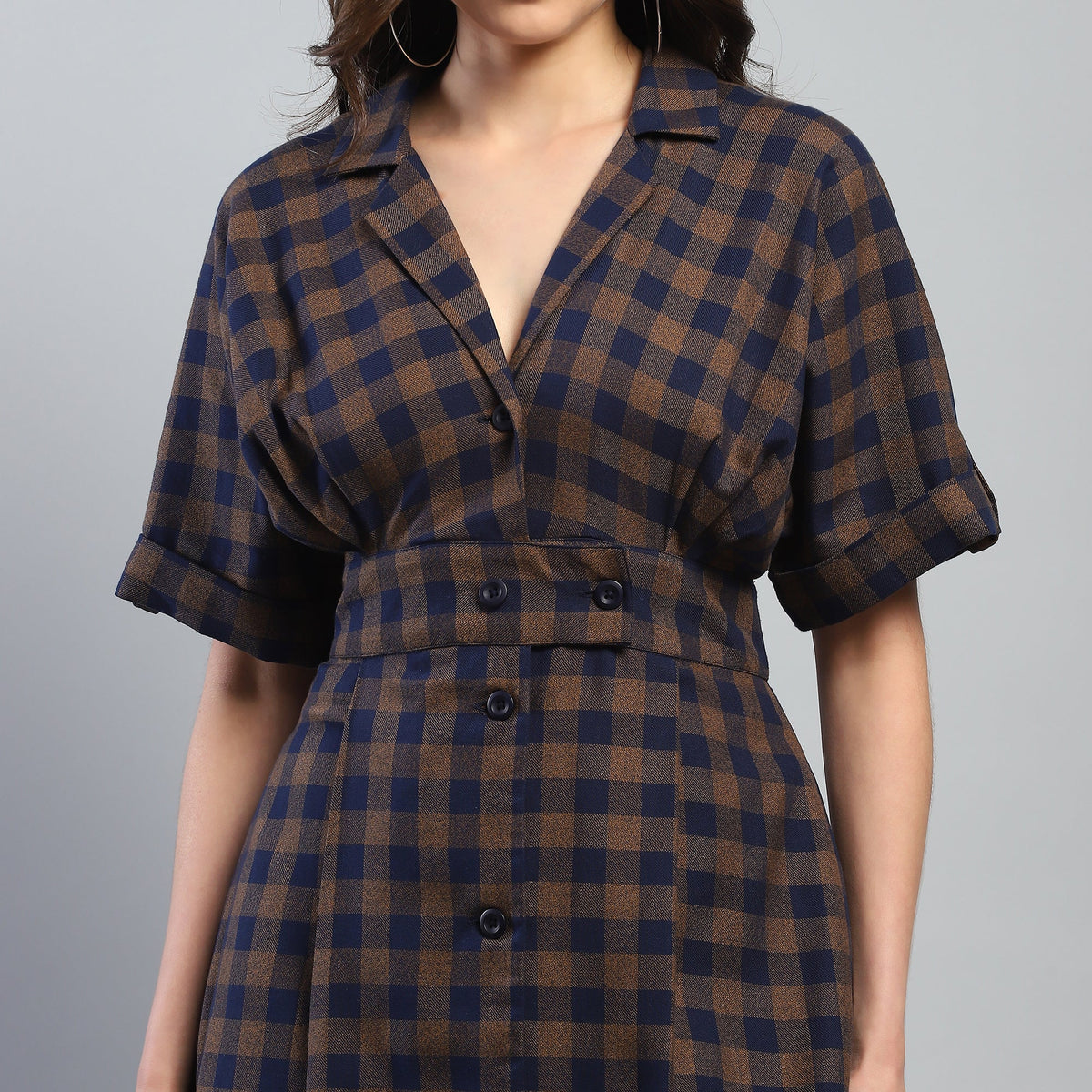 Yara Check Midi Dress