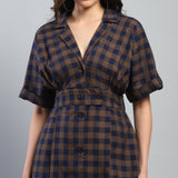 Yara Check Midi Dress