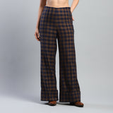 Aromasia Yara Check Wide-Leg Trousers - Handcrafted Garment