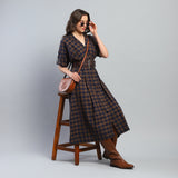 Aromasia Yara Check Midi Dress - Handcrafted Garment