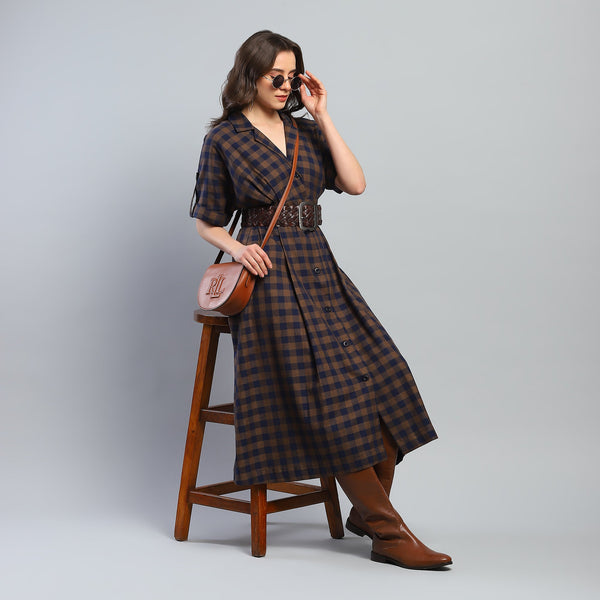 Yara Check Midi Dress